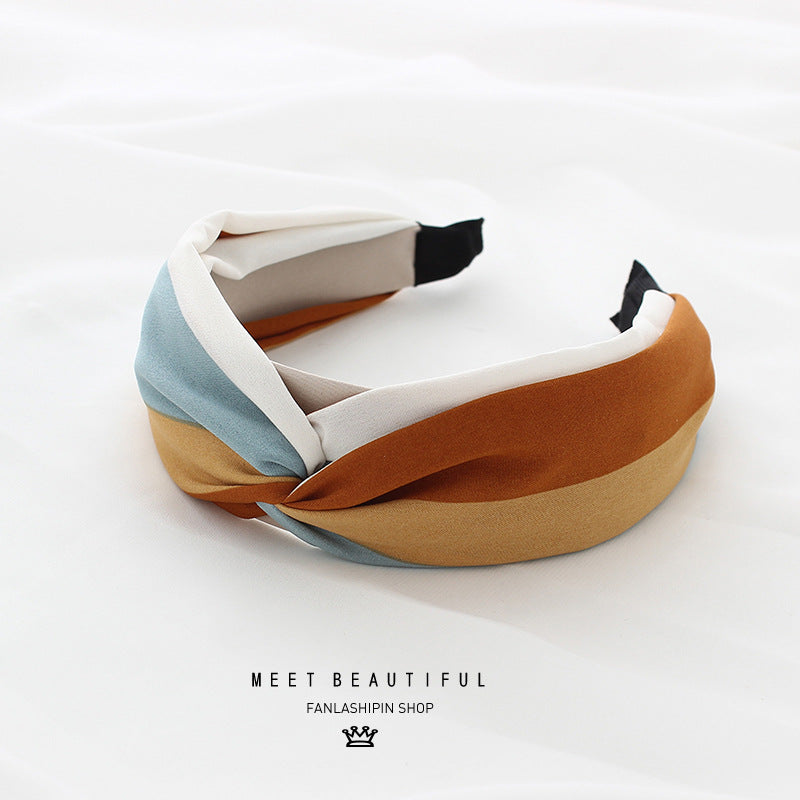 Wholesale Simple All-match Wide-brimmed Striped Women's Mori Style Outing Headband